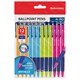 Ручки шариковые автоматические BRAUBERG A-30 COLOR MIX "WRITING 3.0", КОМПЛЕКТ 12 ШТ., СИНИЕ, узел 0,5 мм, линия 0,25 мм, 144342 144342 - фото 369829