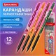 Набор карандашей чернографитных с принтом BRAUBERG "JUICY FRUIT", 12 штук, HB, с ластиком, корпус ассорти, 182034 182034
