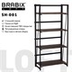 Стеллаж на металлокаркасе "BRABIX LOFT SH-001", 600х300х1250 мм, складной, цвет морёный дуб, 641228 641228