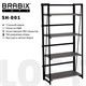 Стеллаж на металлокаркасе BRABIX "LOFT SH-001", 600х300х1250 мм, складной, цвет дуб антик, 641229 641229