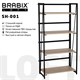 Стеллаж на металлокаркасе BRABIX "LOFT SH-001", 600х300х1250 мм, складной, цвет дуб натуральный, 641230 641230