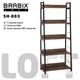 Стеллаж на металлокаркасе BRABIX "LOFT SH-003", 600х350х1500 мм, 5 полок, цвет морёный дуб, 641234 641234