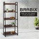 Стеллаж на металлокаркасе BRABIX "LOFT SH-003", 600х350х1500 мм, 5 полок, цвет морёный дуб, 641234 641234