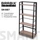 Стеллаж BRABIX "Smart SH-007", 605х295х1193 мм, ЛОФТ, трапеция, складной, металл/ЛДСП дуб, каркас черный, 641872 641872