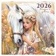 Календарь настенный перекидной 2026 г., BRAUBERG, 12 листов, 28,5х28,5 см, "Лошадка и девочка", 116937 116937
