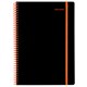 Тетрадь обложка пластик, А4 80 л., спираль пластик, резинка, клетка, BRAUBERG, черный/оранжевый, 405382 405382