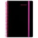 Тетрадь обложка пластик, А5 80 л., спираль пластик, резинка, клетка, BRAUBERG, черный/розовый, 405384 405384