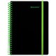 Тетрадь обложка пластик, А5 80 л., спираль пластик, резинка, клетка, BRAUBERG, черный/зеленый, 405387 405387