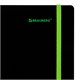 Тетрадь обложка пластик, А5 80 л., спираль пластик, резинка, клетка, BRAUBERG, черный/зеленый, 405387 405387