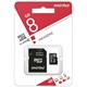 Карта памяти micro SDHC, 8 GB, SMARTBUY, 10 Мб/сек. (class 10), с адаптером, SB8GBSDCL10-01 512805