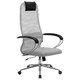 Кресло офисное МЕТТА "SU-B-8" хром, ткань-сетка, сиденье мягкое, светло-серое 532429