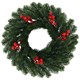 Венок новогодний, диаметр 42 см "Красные ягодки", с декором, литой ПЭТ, ЗОЛОТАЯ СКАЗКА, 592517 592517