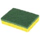 Губки для посуды 95x65х20 мм, ЦЕЛЛЮЛОЗНЫЕ + АБРАЗИВ, КОМПЛЕКТ 2 штуки, желтые/зеленый абразив, LAIMA, 700256 700256