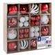Шары ёлочные НАБОР 44 шт., 6 см/3 см,"Red&White", красные/белые, пластик, ЗОЛОТАЯ СКАЗКА, 592166 592166