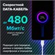 Кабель белый USB 2.0-Type-C, 1 м, SONNEN, медь, для передачи данных и зарядки, 513558 513558