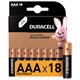 Батарейки КОМПЛЕКТ 18 шт., DURACELL Basic ОРИГИНАЛ, AAA (LR03, 24А), алкалиновые, мизинчиковые 453559