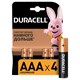 Батарейки КОМПЛЕКТ 4 шт., DURACELL Basic ОРИГИНАЛ, AAA (LR03, 24А), алкалиновые, мизинчиковые 450403