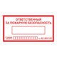 Знак вспомогательный Ответственный за пожарную безопасность, 250х140 мм, пленка самоклеящаяся, 610049/В43 610049 - фото 44963