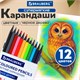 Карандаши цветные BRAUBERG, 12 цветов, шестигранные, грифель 3,3 мм, черное дерево, 181856 181856