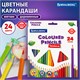 Карандаши цветные BRAUBERG PREMIUM, 24 цвета, трехгранные, грифель 3,3 мм, натуральное дерево, 181653 181653