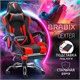 Кресло компьютерное BRABIX "Dexter GM-135", подножка, две подушки, экокожа, черное/красное, 532799 532799