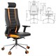 Кресло компьютерное МЕТТА "ErgoLife" 10 B2-160D, 2D-подголовник, экокожа/сетка, черное/оранжевое 533006