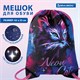 Мешок для обуви BRAUBERG PREMIUM, карман, подкладка, светоотражайка, 43х33 см, "НЕОН cat", 271621 271621