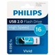 Флеш-диск 16 GB PHILIPS VIVID, разъем USB 2.0, синий, FM16FD05B/97 514089