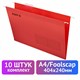 Подвесные папки A4/Foolscap (404х240 мм) до 80 л., КОМПЛЕКТ 10 шт., красные, картон, STAFF, 270936 270936