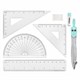 Готовальня BRAUBERG SCHOOL KIT, 8 предметов, циркуль 115 мм, чертежные принадлежности, мятный цвет, 210705 210705