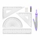 Готовальня BRAUBERG SCHOOL KIT, 9 предметов, циркуль 125 мм, чертежные принадлежности, лавандовый цвет, 210713 210713