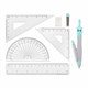 Готовальня BRAUBERG SCHOOL KIT, 9 предметов, циркуль 125 мм, чертежные принадлежности, мятный цвет, 210716 210716