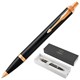 Ручка шариковая PARKER "IM Core Black Lacquer GT", черный глянцевый лак, позолота, синяя, 1931666 142533