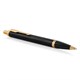Ручка шариковая PARKER "IM Core Black Lacquer GT", черный глянцевый лак, позолота, синяя, 1931666 142533