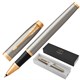 Ручка-роллер PARKER "IM Core Brushed Metal GT", серебристый матовый лак, позолота, черная, 1931663 142541