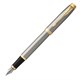 Ручка перьевая PARKER "IM Core Brushed Metal GT", серебристый матовый лак, позолота, синяя, 1931649 142540