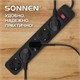 Сетевой фильтр SONNEN SPB-305, 5 розеток с заземлением, выключатель, 10 А, 3 м, черный, 513657 513657
