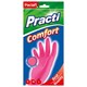 Перчатки МНОГОРАЗОВЫЕ латексные PACLAN "Practi Comfort", хлопчатобумажное напыление, размер L (большой), розовые, вес 66 г, 407272 606355
