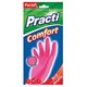 Перчатки МНОГОРАЗОВЫЕ латексные PACLAN "Practi Comfort", хлопчатобумажное напыление, размер M (средний), розовые, вес 62 г, 407271 606354