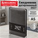 Ежедневник датированный 2027, А5, 138х213 мм, BRAUBERG "Impression", под кожу, серый, 118034 118034