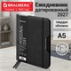 Ежедневник датированный 2027, А5, 151х213 мм, BRAUBERG "Note", под кожу, держатель для ручки, черный, 118092 118092