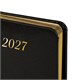 Ежедневник датированный 2027, МАЛЫЙ ФОРМАТ, 100х150 мм, А6, BRAUBERG "Iguana", под кожу, черный, 118106 118106